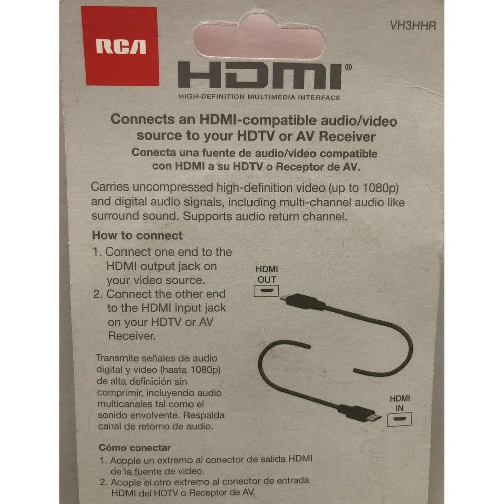 New RCA VH3HHR 3 Ft HDMI Cable - HDMI for Audio/Video Device, TV Game System